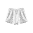 thumbnail image 3 of Sholeno Girls Shiny Sequin Metallic Patchwork Dance Shorts Dancing Tumbling Bottoms Booty Shorts Silver 12, 3 of 5