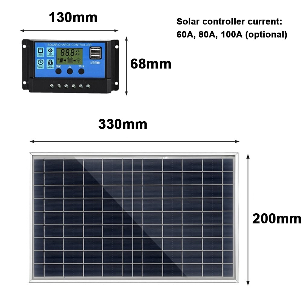 Set 10W Polysilicon Solar Panel Set Solar Panel And Solar Recharge Controller Kit For Camping Traveling Car Mobile Phone Outdoor Emergency Power Accessory