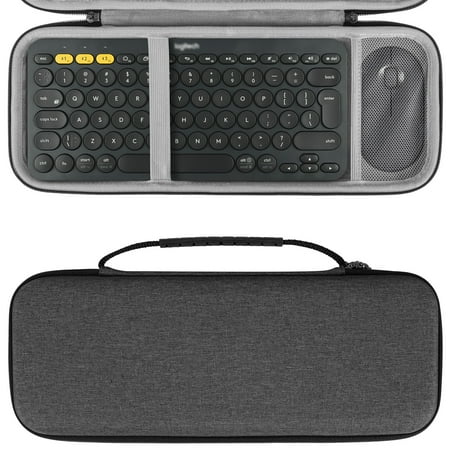 Geekria Hard Travel Carrying Case Compatible with Logitech K380s/K380 + M355/M350s Keyboard and Pebble Mouse Combo Protective Travel Bag (Dark Gray)