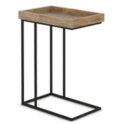Gallagher SOLID MANGO WOOD and Metal 18 inch Wide Rectangle Industrial C Side Table in Natural, Fully Assembled
