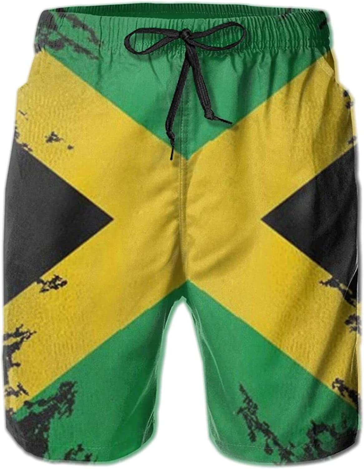 Men's Beach Shorts Jamaica Flag Jamaican 3D Printed Swim Trunks Quick