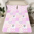 thumbnail image 2 of Feelyou Princess Flower Kids Bed Sheets, Romantic Butterfly King Sheets, Fashion Purple Check Plaid Sheet Set, Ultra Soft Bedroom Decor, 4-Piece, 2 of 7