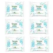 Pack of (6) Simple Water Boost Hydrating, Cleansing Face Wipes, 25 Ounce