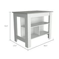 thumbnail image 3 of Knubmt Kitchen Island with 3 Open Shelves, Wood Island Table for Living Room, Dining Room, Kitchen, White + Light Gray, 3 of 9
