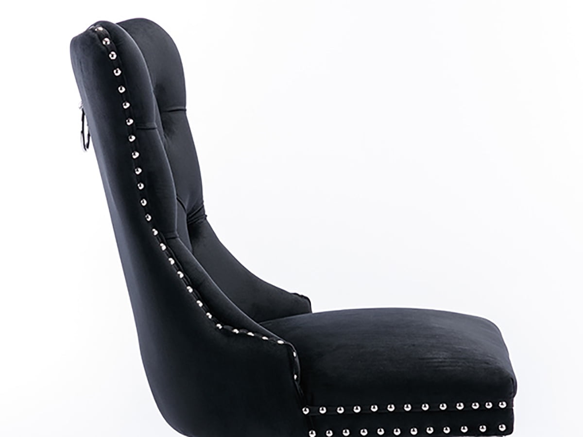 ODUSE-DAILY Set of 4 Black Velvet Dining Chairs, Kitchen ODUSE-DAILY Set of 4 Black Velvet Dining Chairs, Kitchen