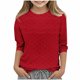 thumbnail image 2 of Blusa de poliéster para mujer, cuello redondo, manga 3/4, color liso, a la moda para niños, 2 of 5