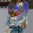 thumbnail image 2 of Chandail en Molleton de Noël pour Femmes Col Rond Pull Chaud Manches Longues Cardigan de Vacances Imprimé Mode Pull Mi-Long, 2 of 4