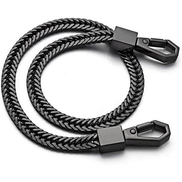 Negro 40 cm de largo metal billetera cinturón cadena rock punk pantalones hipster pantalones denim llavero negro anillo clip llavero hombres hip h