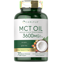 MCT Oil Capsules 3600 mg | 70 Softgels | Keto Coconut Oil Pills | By Carlyle