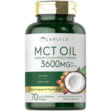 MCT Oil Capsules 3600 mg | 70 Softgels | Keto Coconut Oil Pills | By Carlyle