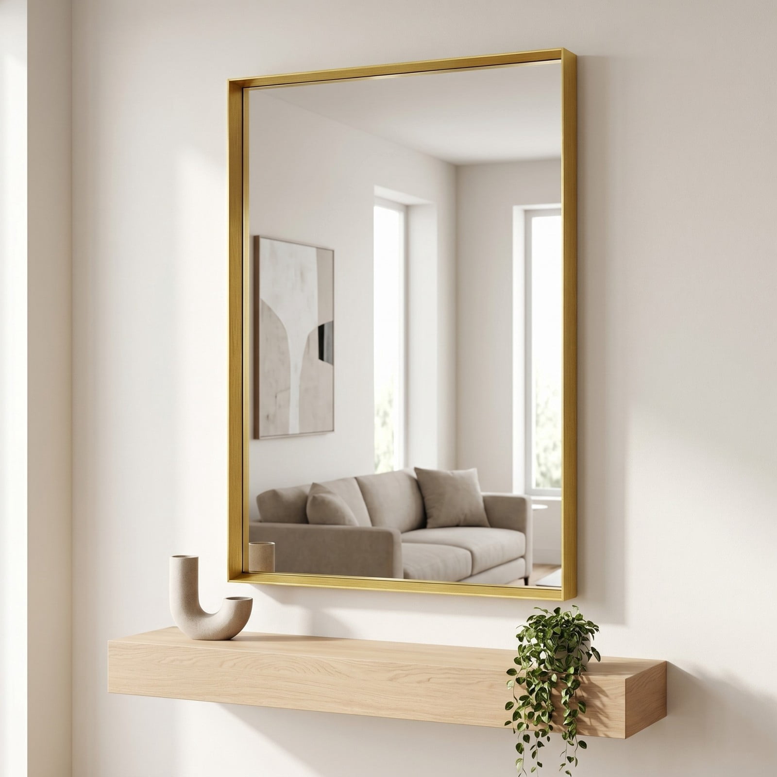 Gleamira 30"x40" Rectangular Bathroom Mirror Wall Vanity Mirror with Deep Frame, Gold