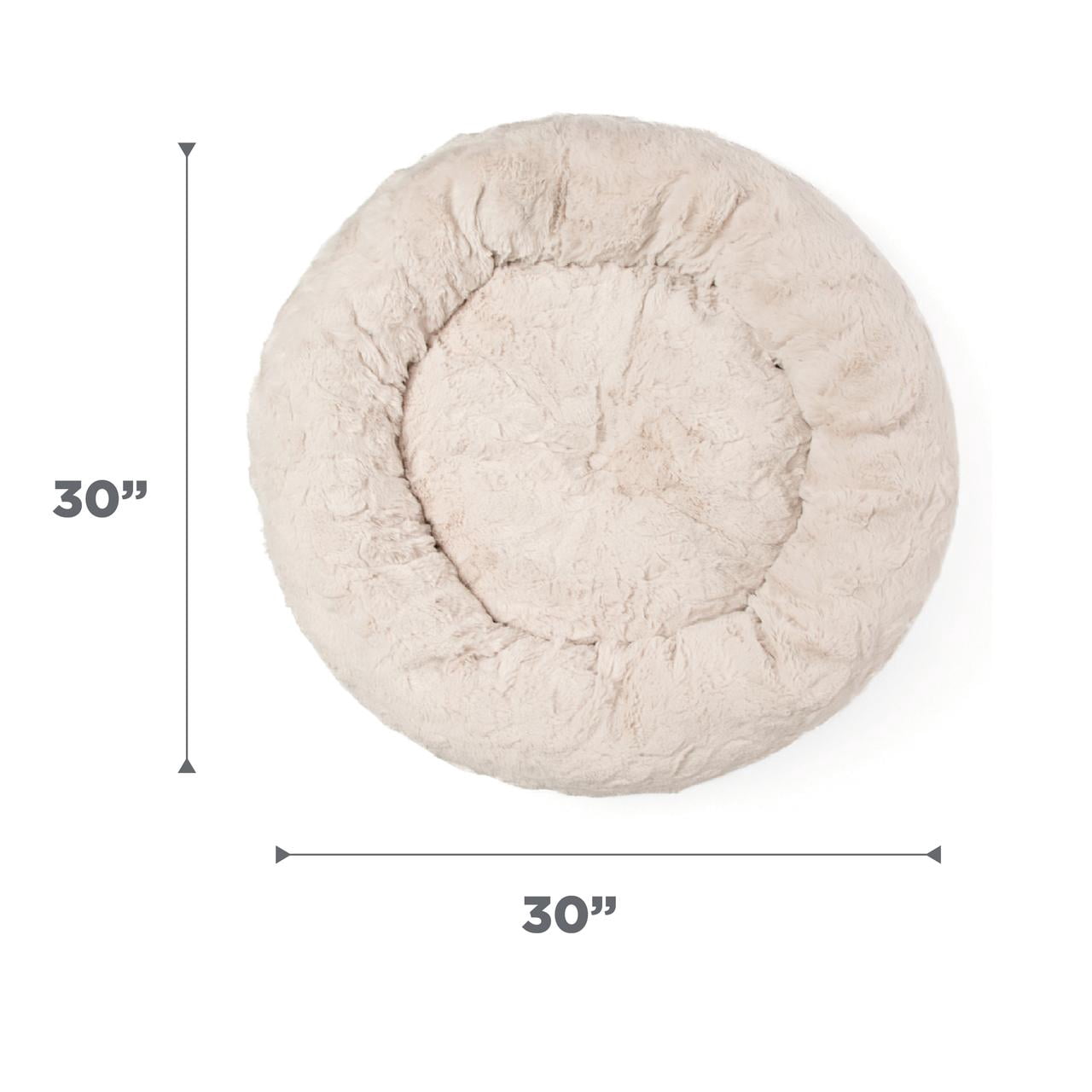 Best Friends by Sheri The Original Calming Donut Dog Bed – Washable Plush Pet Bed for Medium Breeds up to 45 lbs, Lux Faux Fur, Oyster, Medium (30" x 30")