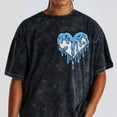 thumbnail image 2 of 14 University Blue 14s Washed Shirt, Dripping Heart, Shirts Match Sneakers, 2 of 3