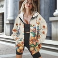 thumbnail image 3 of Renewold Bohemian Flower Butterfly Yellow Womens Oversized Hooded Sweatshirts Full Zip Jackets Hoodie Pullover Fleece Sweaters Long Sleeve Sweatshirt Cardigan Trendy Winter Fall Clothing, M, 3 of 7
