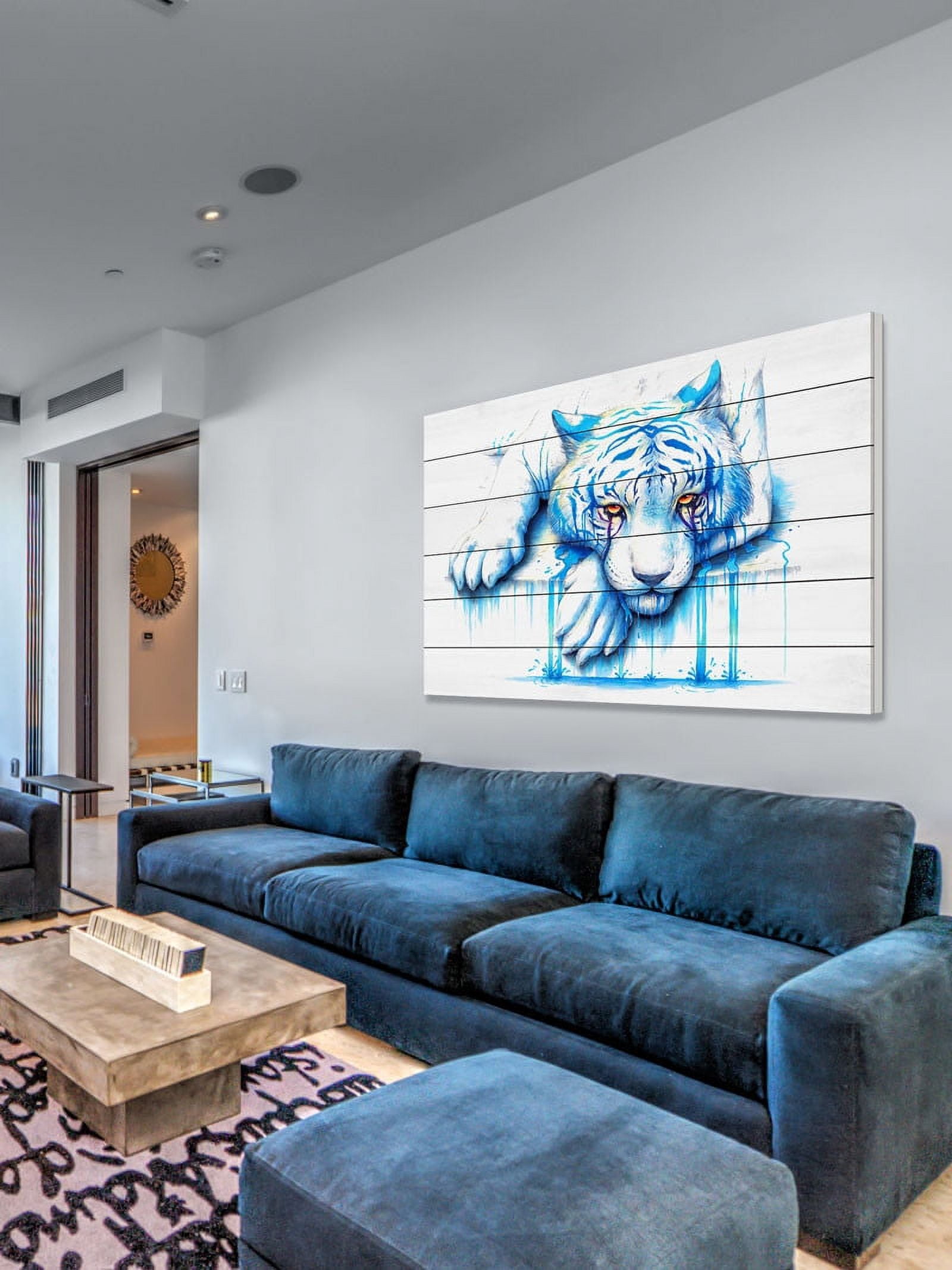 Marmont Hill "Blue Tears" Painting Print on White Wood
