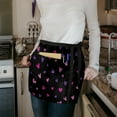thumbnail image 6 of WIRESTER Unisex Fashionable 3-pocket Half Waist Apron Chef Catering Cooking Baking Kitchen Adjustable 2 Long Strings - Purple Pink Hearts Pattern, 6 of 6