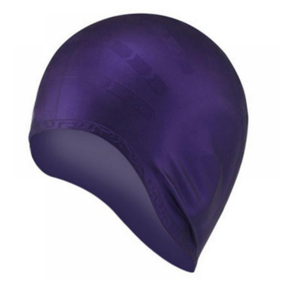 Prettyui Men Women Solid Silicone Long Hair Swimming Hat Cap Waterproof Ear Protector