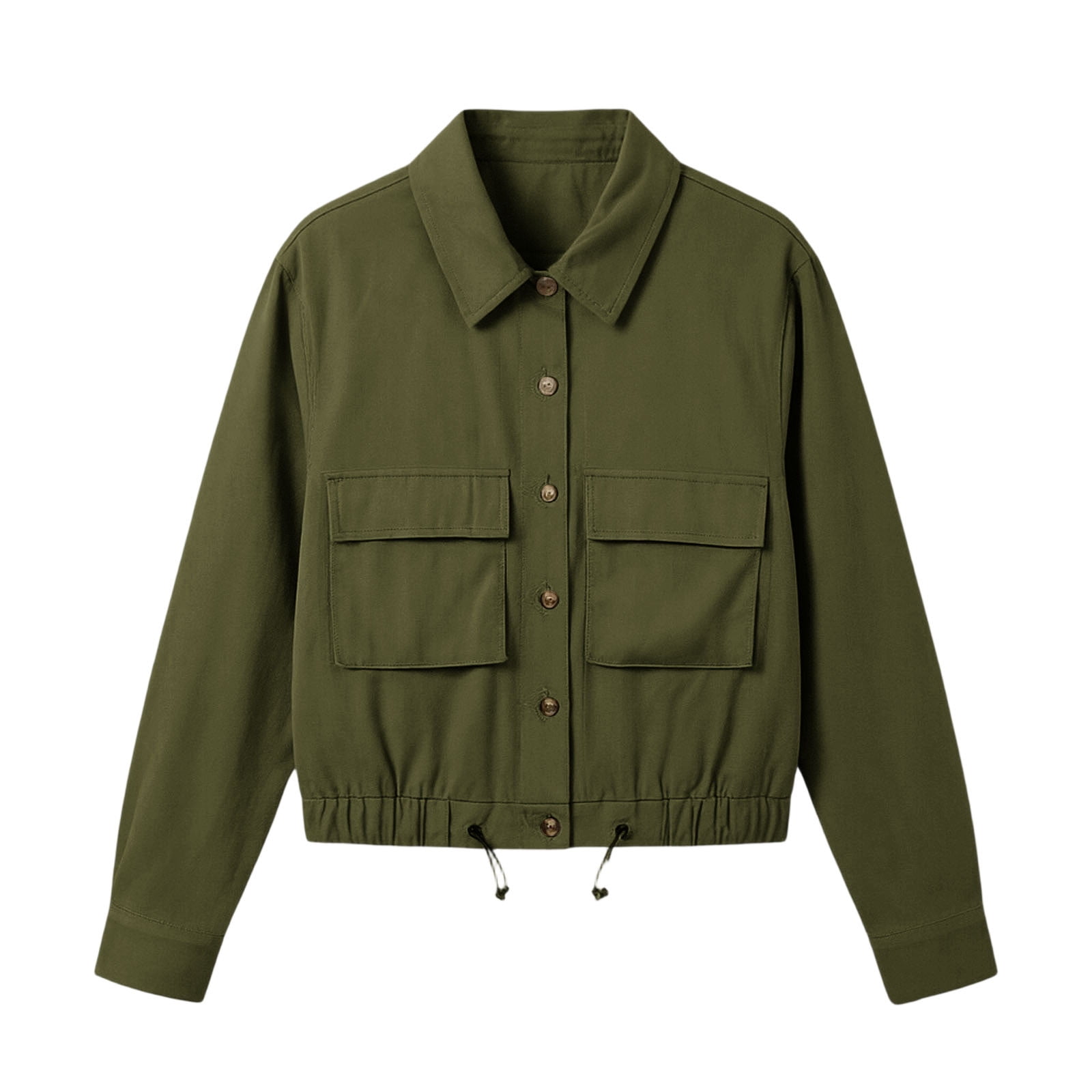 Women's Military Safari Cropped Jackets Button Down Lightweight