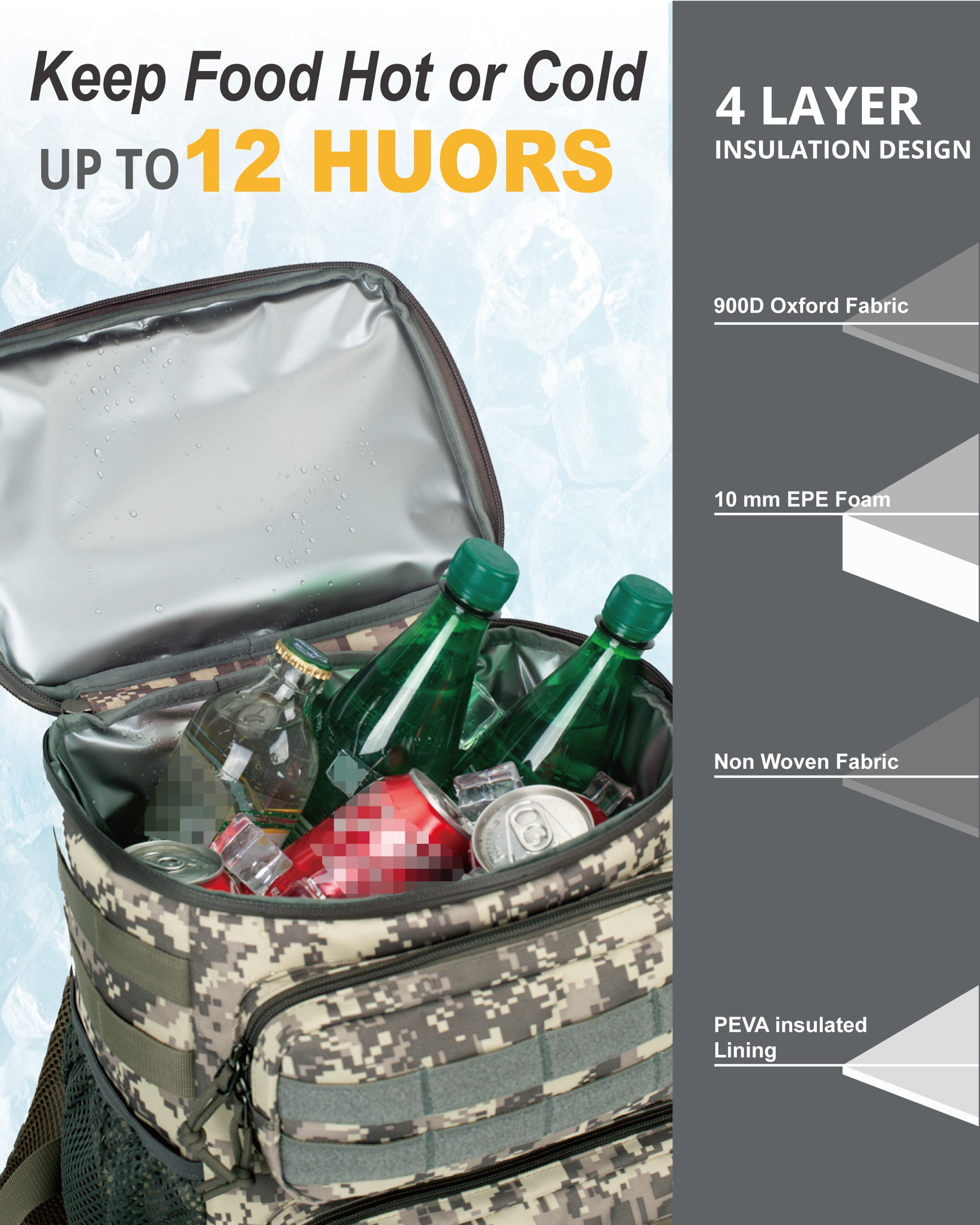 TRIPGEAR Tactical Backpack Cooler, Leakproof, Soft Insulated – details