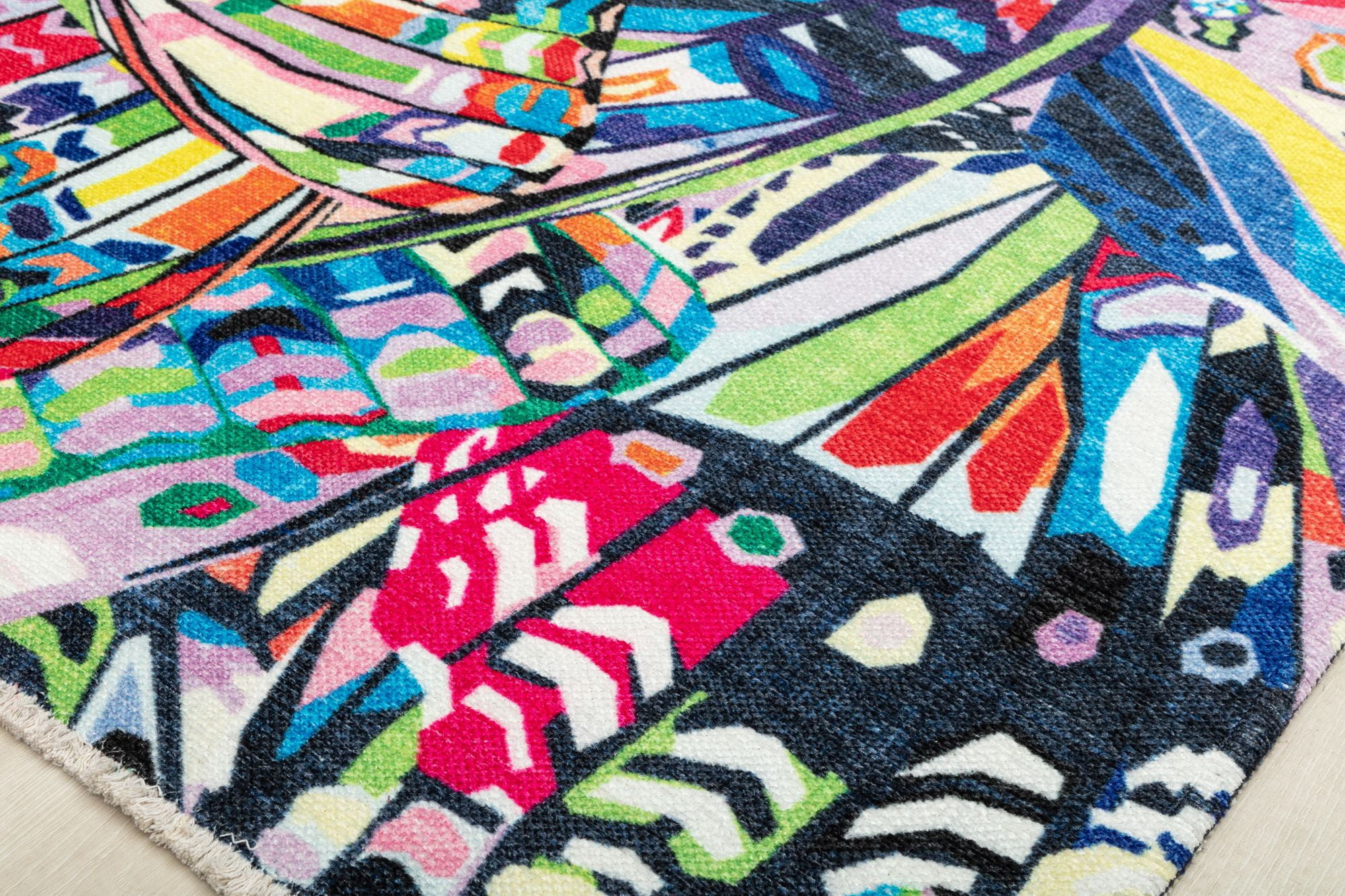 Elizabeth Sutton MI30A Chasing Rainbows Abstract Modern Multicolor Area Rug, 7'10"X10'0"