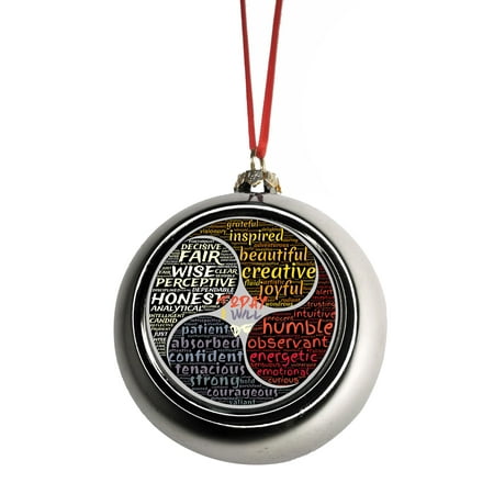 Meditation Balm - Good Personality Character Traits Zen Meditation Bauble Christmas Ornaments Silver Bauble Tree Xmas Balls