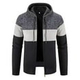 thumbnail image 4 of YLSDY Men's Fashion Hooded Zipper Cardigan Sweater Long Sleeve Knitwear Striped Color Block Warm Pullover Jacket Navy XXL, 4 of 7
