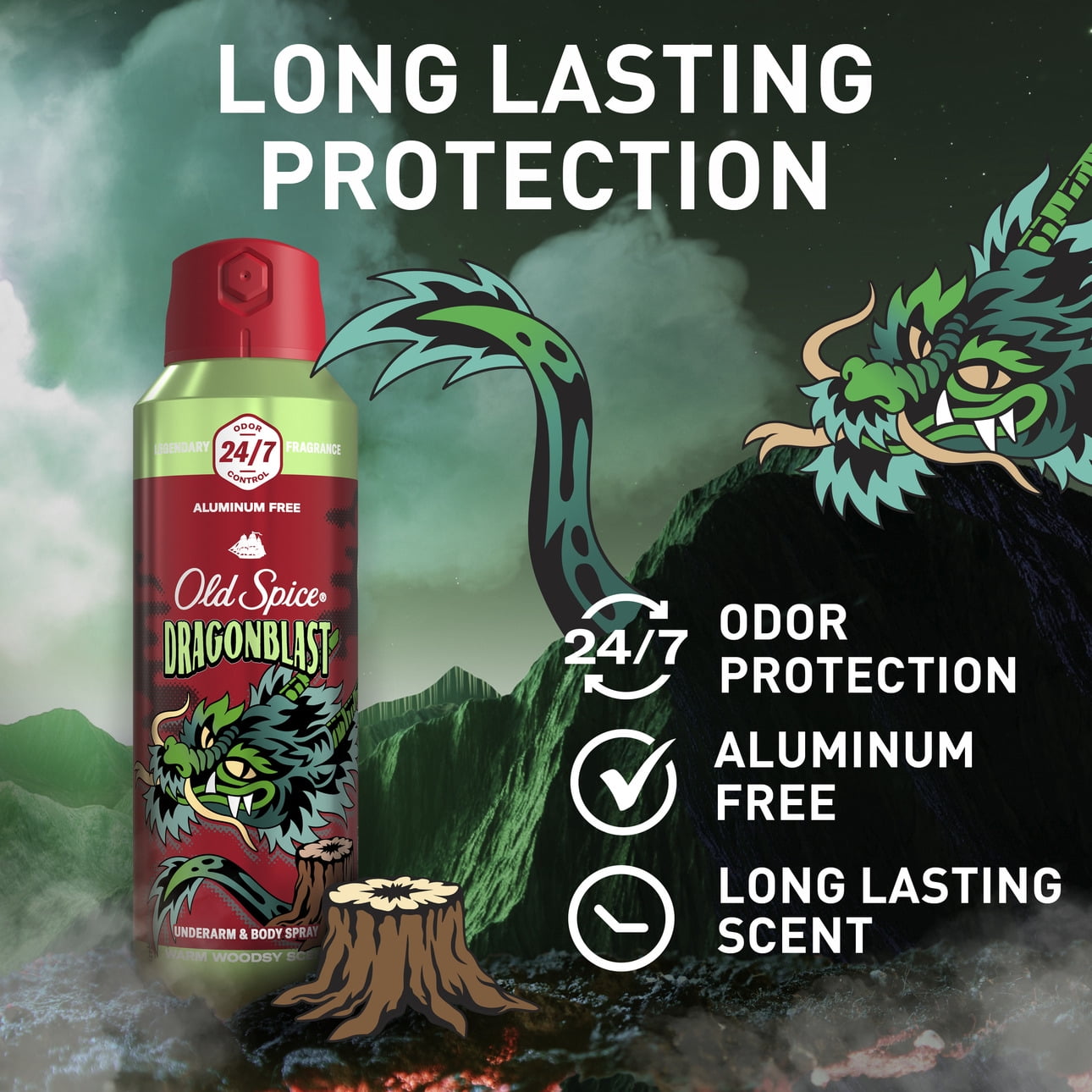 Old Spice Aluminum Free Body Spray for Men, Dragonblast, 5.1 oz