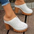thumbnail image 4 of Rokment Platform Chunky Block High Heel Clogs Mules Sandals for Women Ladies 2026 Spring Summer Fashion Leather Closed Toe Dress Pumps Heeled Backless Slip on Slides White Size 8.5, 4 of 6