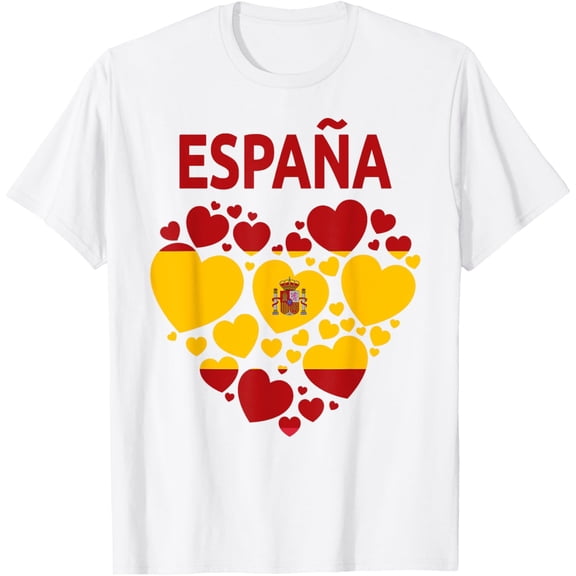 t-shirt Spanish Flag Heart Idea For Women & Kids Spain Flag Outfit T-ShirtMen and women can wear white T-shirts, gifts. Age: M,，L，XL，2XL,3XL, 4XL