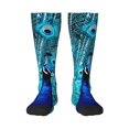 thumbnail image 1 of Fotbe Beautiful Blue Peacock Calcetas Divertidas Estampadas para Hombre y Mujer, Calcetas de Algodón hasta la Rodilla para Caminar, Correr, Enfermería y Embarazo, 1 of 6