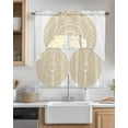 thumbnail image 2 of Beige Boho Kitchen Curtains Swag Valance and Tier Curtains Set 36 Inch Length, Retro Farmhouse Ethnic Abstract Geometric Art Rod Pocket Drape Panels Pair Swag Curtains for Bathroom/Cafe/Window, 2 of 6