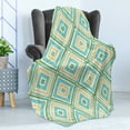 thumbnail image 4 of Aqua Soft Flannel Fleece Blanket, Square Rhombus Lines with Torn Paper Effect Pattern in Fresh Spring Colors, Cozy Plush for Indoor and Outdoor Use, 70" x 90", Turquoise Yellow White, by Ambesonne, 4 of 5