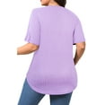 thumbnail image 5 of Fantaslook Womens Plus Size Tops Crewneck Short Sleeve Shirts Casual Loose Tunic Tops Curved Hem Summer Blouses, 5 of 7