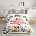 thumbnail image 2 of Feelyou Funny Farm Pig Full Size Comforter Sets for Teens, Tiger Elephant Bedding Comforter Set, Eucalyptus Leaves Botanical Reversible Bedding Sets, Breathable Home Decor, 3pcs, 2 of 8
