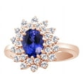 thumbnail image 2 of AFFY (2.24ct) Simulated Blue Tanzanite & White Diamond Halo Cluster Engagement Ring In 14k Solid Gold With Ring Size 10.5, 2 of 2