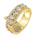 thumbnail image 6 of Opvise Creative Metal Disc Charm Hollow Band Cubic Zircon Rhinestone Ring Women Jewelry, 6 of 6