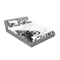 thumbnail image 2 of Ambesonne Inspirational Fitted Sheet & Pillow Sham Set, Motocross Racer, Full, Black White, 2 of 2