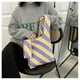 thumbnail image 3 of Bolsos grandes tejidos de verano para chicas a la moda, bolsos de mensajero de hombro para mujer morado amarillo Colcomx Totes de hombro de las mujeres, 3 of 8