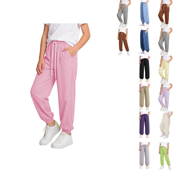 Antinious Toddler Ice Silk Breathable Pockets Full Length Casual Sport Pants