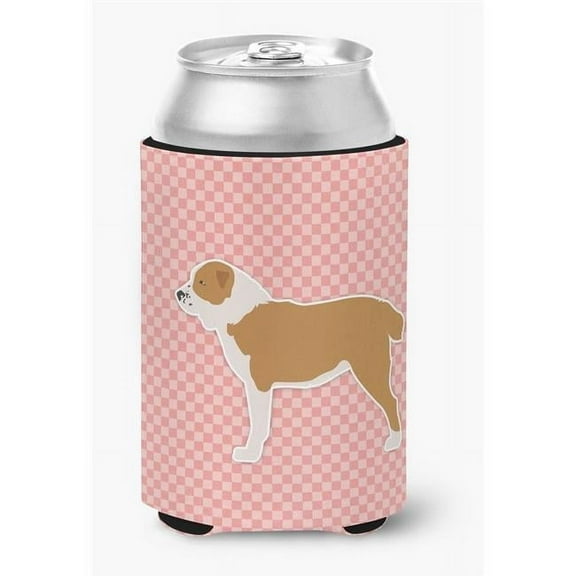 Central Asian Shepherd Dog Checkerboard Pink Can or Bottle Hugger