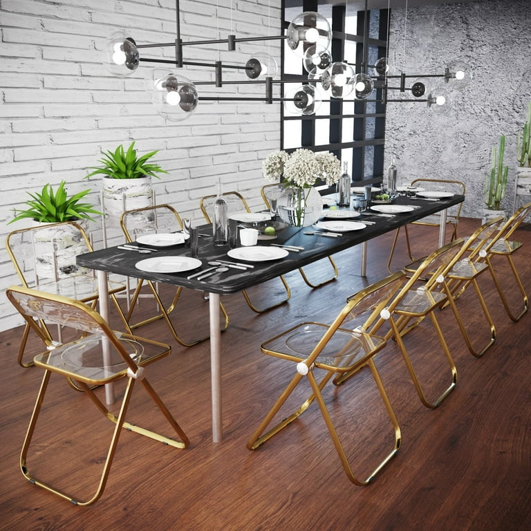 LeisureMod Lawrence Acrylic Folding Chair With Gold Metal LeisureMod Lawrence Acrylic Folding Chair With Gold Metal