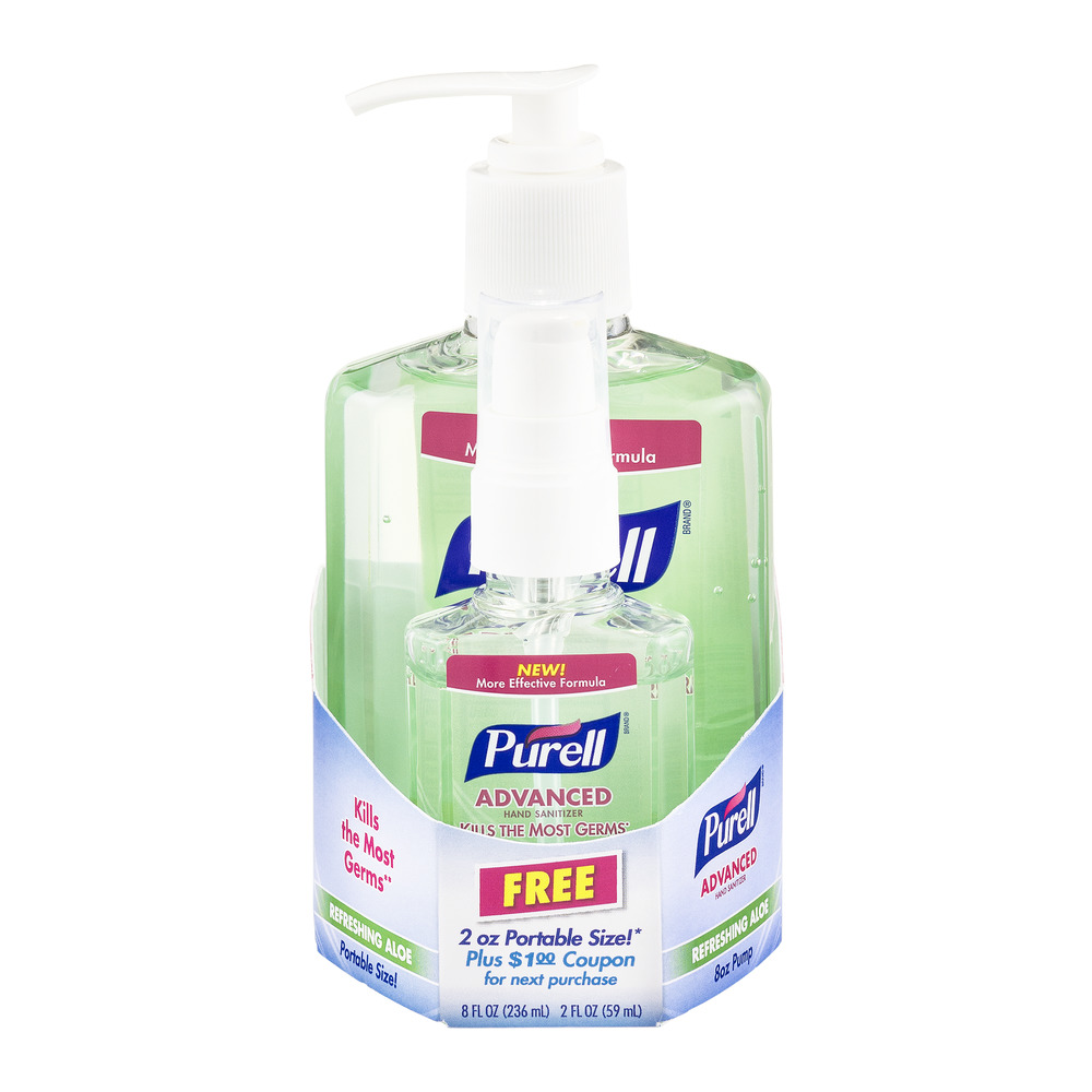 Purell Advanced Hand Sanitizer + 2 oz Travel Bottle, Refreshing Aloe 1