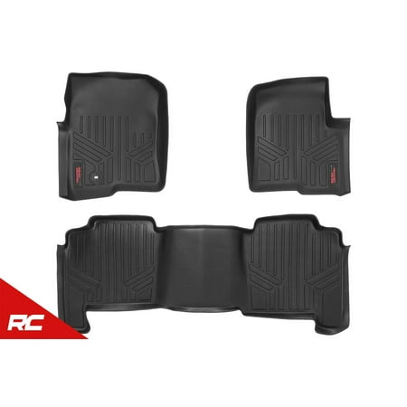 Rough Country Floor Liners (fits) 2004-2008 F150 ( F-150 ) Crew Cab 1st 2nd Row Black Weather Rugged Floor Mats