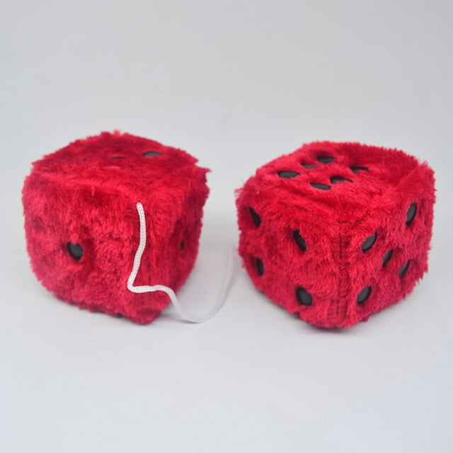 Colgador de visión trasera para decoración de coche, adorno de estilo de coche, colgante de dados de felpa, 2 uds. rojo