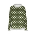 thumbnail image 5 of UTSJKR Christmas Shirts Women Furry Fur Trim Polka Dots Comfy Blouse Long Sleeve Cute Blouse Fuzzy Holiday Crew Neck Tops Army Green M, 5 of 5
