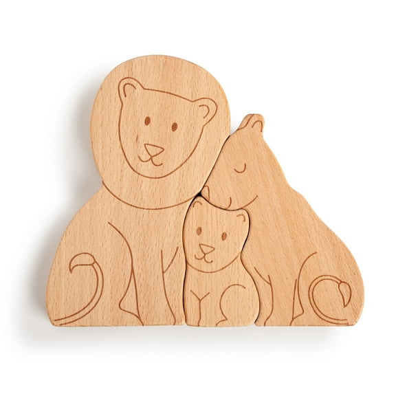 DEMDACO Pride & Joy Lion 7.5 x 5.5 Childrens Wooden Figurine Just Us Puzzle 3 Piece Set