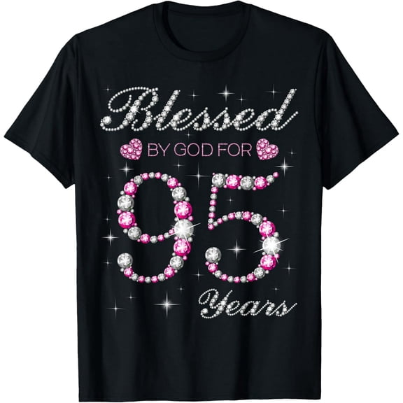 Diamond Rhinestone 95th Birthday Gift for Women Short Sleeve T-Shirt