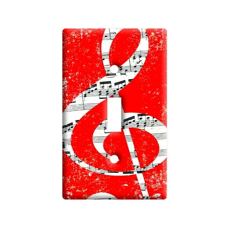 Vintage Treble Clef Music Red Light Switch Plate Cover Vintage Treble Clef Music Red Light Switch Plate Cover