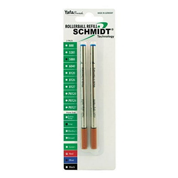 Schmidt 5888 Ceramic Rollerball Metal Tube Refill - Blue, Fine Point 0.6mm, 2 Pack (SC58101)