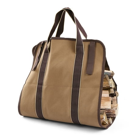 Buy Wood Logs Firewood Log Carrier Bag Canvas Wood Tote Firewood Holder for Fireplaces Camping Wood Stoves Beaches ()